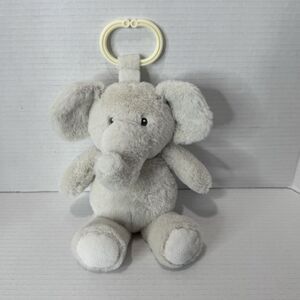 Kellytoy Kelly Baby Gray Elephant Rattle Plush Crinkle Ears Hanging Clip